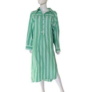Anthropologie Striped Midi Shirt Dress Green L/XL NEW
